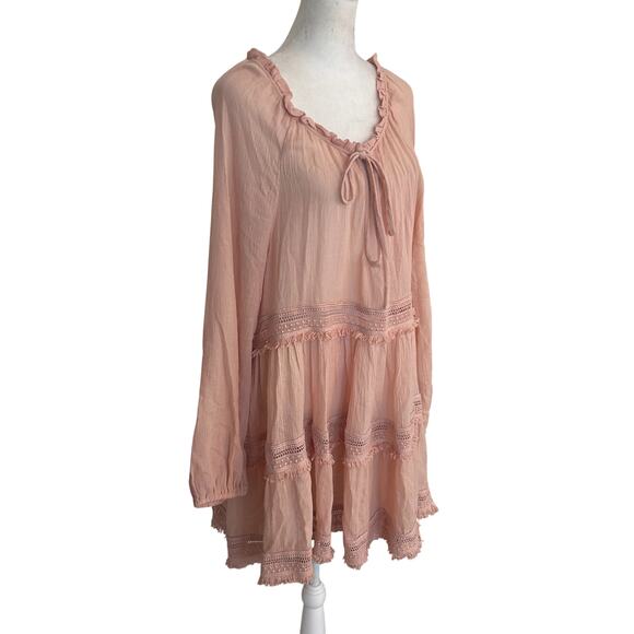 Eberjey Anthopologie Peach Boho Fringed Beach Cover Up Womens Size Large - Picture 3 of 6